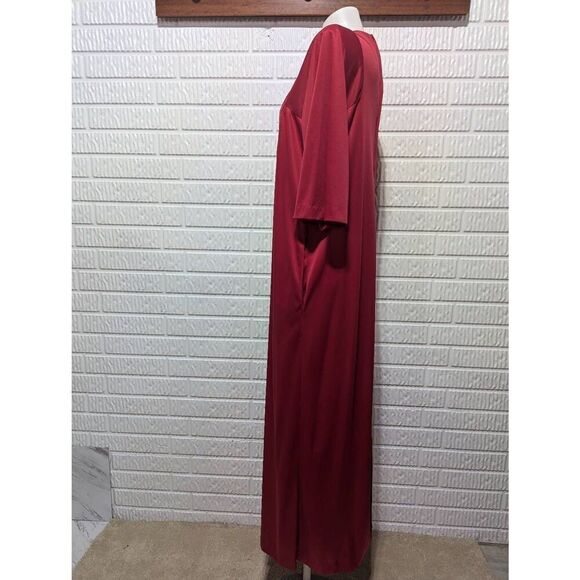 Diamond Tea Gown By Diane Deckel Women's Red Polyester Side Pockets Maxi Dress S - Picture 6 of 7